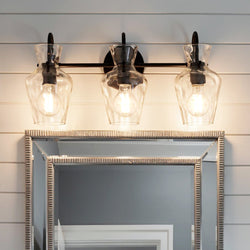 Urban Ambiance - Bath Light - UQL6831 Farmhouse Indoor Bath Light, 9.5''H x 22''W x 6.5''Dep, Matte Black Finish, Moorford Collection - 