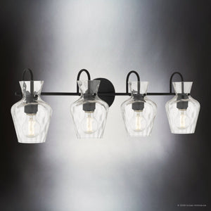 Urban Ambiance - Bath Light - UQL6832 Farmhouse Indoor Bath Light, 9.5''H x 30.25''W x 6.5''Dep, Matte Black Finish, Moorford Collection - 
