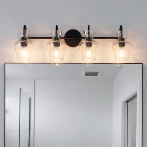 Urban Ambiance - Bath Light - UQL6832 Farmhouse Indoor Bath Light, 9.5''H x 30.25''W x 6.5''Dep, Matte Black Finish, Moorford Collection - 
