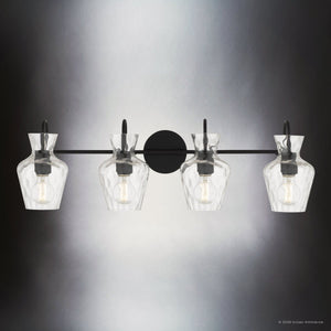 Urban Ambiance - Bath Light - UQL6832 Farmhouse Indoor Bath Light, 9.5''H x 30.25''W x 6.5''Dep, Matte Black Finish, Moorford Collection - 