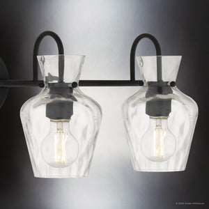 Urban Ambiance - Bath Light - UQL6832 Farmhouse Indoor Bath Light, 9.5''H x 30.25''W x 6.5''Dep, Matte Black Finish, Moorford Collection - 