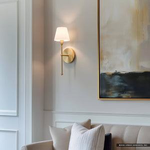 Urban Ambiance - Wall Sconce - UQL6840 Classic Indoor Wall Sconce, 15.75''H x 5.25''W x 6.5''Dep, Brushed Gold Finish, Quenton Collection - 