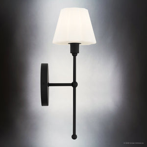Urban Ambiance - Wall Sconce - UQL6841 Classic Indoor Wall Sconce, 15.75''H x 5.25''W x 6.5''Dep, Matte Black Finish, Quenton Collection - 