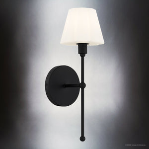 Urban Ambiance - Wall Sconce - UQL6841 Classic Indoor Wall Sconce, 15.75''H x 5.25''W x 6.5''Dep, Matte Black Finish, Quenton Collection - 