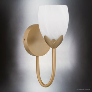 Urban Ambiance - Wall Sconce - UQL6850 French Country Indoor Wall Sconce, 12''H x 5''W x 6.5''Dep, Bronze Gold Finish, Windmere Collection - 