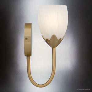 Urban Ambiance - Wall Sconce - UQL6850 French Country Indoor Wall Sconce, 12''H x 5''W x 6.5''Dep, Bronze Gold Finish, Windmere Collection - 