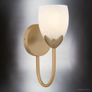 Urban Ambiance - Wall Sconce - UQL6850 French Country Indoor Wall Sconce, 12''H x 5''W x 6.5''Dep, Bronze Gold Finish, Windmere Collection - 