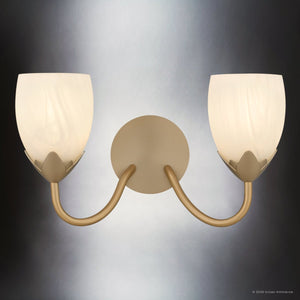 Urban Ambiance - Bath Light - UQL6851 French Country Indoor Bath Light, 9''H x 16''W x 7.25''Dep, Bronze Gold Finish, Windmere Collection - 