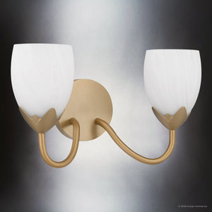 Urban Ambiance - Bath Light - UQL6851 French Country Indoor Bath Light, 9''H x 16''W x 7.25''Dep, Bronze Gold Finish, Windmere Collection - 