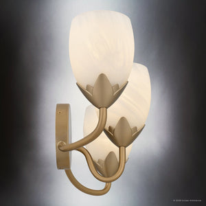 Urban Ambiance - Bath Light - UQL6852 French Country Indoor Bath Light, 9''H x 24''W x 7.25''Dep, Bronze Gold Finish, Windmere Collection - 