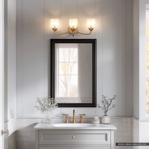 Urban Ambiance - Bath Light - UQL6852 French Country Indoor Bath Light, 9''H x 24''W x 7.25''Dep, Bronze Gold Finish, Windmere Collection - 