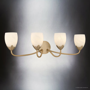 Urban Ambiance - Bath Light - UQL6853 French Country Indoor Bath Light, 9''H x 32''W x 7.25''Dep, Bronze Gold Finish, Windmere Collection - 