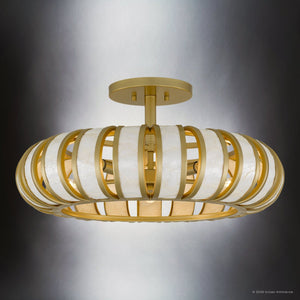 Urban Ambiance - Ceiling Light - UQL6860 Art Deco Indoor Ceiling Light, 10.5''H x 22''W x 22''Dep, Soft Gold Finish, Velston Collection - 