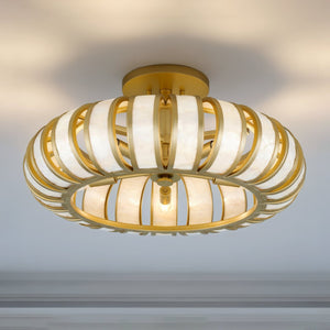 Urban Ambiance - Ceiling Light - UQL6860 Art Deco Indoor Ceiling Light, 10.5''H x 22''W x 22''Dep, Soft Gold Finish, Velston Collection - 