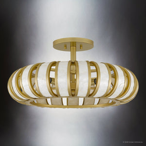 Urban Ambiance - Ceiling Light - UQL6860 Art Deco Indoor Ceiling Light, 10.5''H x 22''W x 22''Dep, Soft Gold Finish, Velston Collection - 