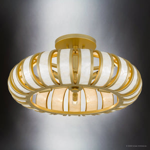 Urban Ambiance - Ceiling Light - UQL6860 Art Deco Indoor Ceiling Light, 10.5''H x 22''W x 22''Dep, Soft Gold Finish, Velston Collection - 