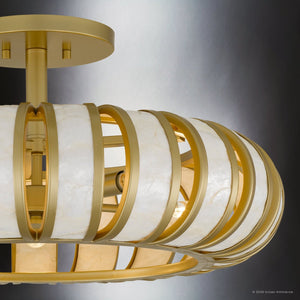 Urban Ambiance - Ceiling Light - UQL6860 Art Deco Indoor Ceiling Light, 10.5''H x 22''W x 22''Dep, Soft Gold Finish, Velston Collection - 