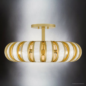 Urban Ambiance - Ceiling Light - UQL6860 Art Deco Indoor Ceiling Light, 10.5''H x 22''W x 22''Dep, Soft Gold Finish, Velston Collection - 