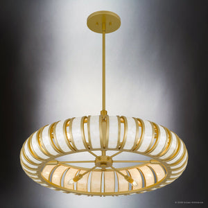 Urban Ambiance - Pendant - UQL6861 Art Deco Indoor Pendant, 13.5''H x 30''W x 30''Dep, Soft Gold Finish, Velston Collection - 