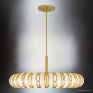Urban Ambiance - Pendant - UQL6861 Art Deco Indoor Pendant, 13.5''H x 30''W x 30''Dep, Soft Gold Finish, Velston Collection - 