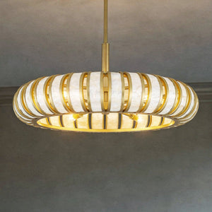 Urban Ambiance - Pendant - UQL6861 Art Deco Indoor Pendant, 13.5''H x 30''W x 30''Dep, Soft Gold Finish, Velston Collection - 