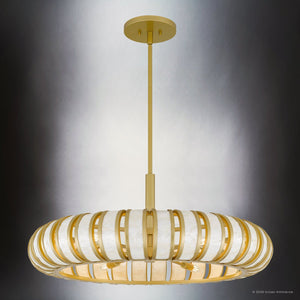 Urban Ambiance - Pendant - UQL6861 Art Deco Indoor Pendant, 13.5''H x 30''W x 30''Dep, Soft Gold Finish, Velston Collection - 