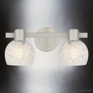 Urban Ambiance - Bath Light - UQL6870 Contemporary Indoor Bath Light, 7.25''H x 16''W x 6.5''Dep, Brushed Nickel Finish, Yarcombe Collection - 