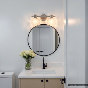 Urban Ambiance - Bath Light - UQL6870 Contemporary Indoor Bath Light, 7.25''H x 16''W x 6.5''Dep, Brushed Nickel Finish, Yarcombe Collection - 