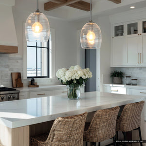 Urban Ambiance - Pendant - UQL6880 Contemporary Indoor Pendant, 13.5''H x 10''W x 10''Dep, Brushed Nickel Finish, Northbridge Collection - 