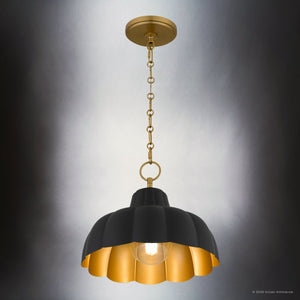 Urban Ambiance - Pendant - UQL6881 Bohemian Indoor Pendant, 10''H x 12''W x 12''Dep, Matte Black Finish, Corwyn Collection - 
