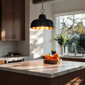 Urban Ambiance - Pendant - UQL6881 Bohemian Indoor Pendant, 10''H x 12''W x 12''Dep, Matte Black Finish, Corwyn Collection - 