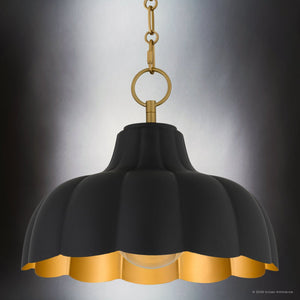Urban Ambiance - Pendant - UQL6881 Bohemian Indoor Pendant, 10''H x 12''W x 12''Dep, Matte Black Finish, Corwyn Collection - 