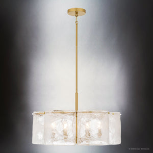 Urban Ambiance - Pendant - UQL6901 Glam Indoor Pendant, 15''H x 24''W x 24''Dep, Brushed Gold Finish, Mornley Collection - 