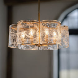 Urban Ambiance - Pendant - UQL6901 Glam Indoor Pendant, 15''H x 24''W x 24''Dep, Brushed Gold Finish, Mornley Collection - 