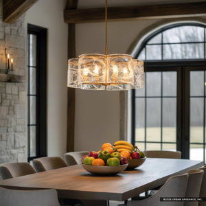 Urban Ambiance - Pendant - UQL6901 Glam Indoor Pendant, 15''H x 24''W x 24''Dep, Brushed Gold Finish, Mornley Collection - 
