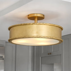 Urban Ambiance - Ceiling Light - UQL6910 Classic Indoor Ceiling Light, 8''H x 16''W x 16''Dep, Gold Leaf Finish, Rindleford Collection - 