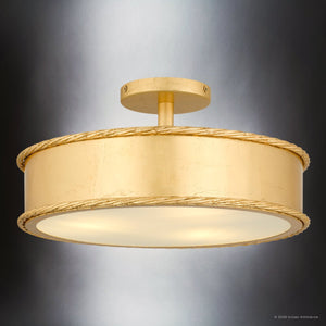 Urban Ambiance - Ceiling Light - UQL6910 Classic Indoor Ceiling Light, 8''H x 16''W x 16''Dep, Gold Leaf Finish, Rindleford Collection - 