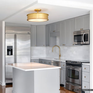 Urban Ambiance - Ceiling Light - UQL6910 Classic Indoor Ceiling Light, 8''H x 16''W x 16''Dep, Gold Leaf Finish, Rindleford Collection - 
