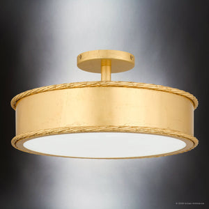 Urban Ambiance - Ceiling Light - UQL6910 Classic Indoor Ceiling Light, 8''H x 16''W x 16''Dep, Gold Leaf Finish, Rindleford Collection - 