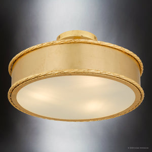 Urban Ambiance - Ceiling Light - UQL6910 Classic Indoor Ceiling Light, 8''H x 16''W x 16''Dep, Gold Leaf Finish, Rindleford Collection - 