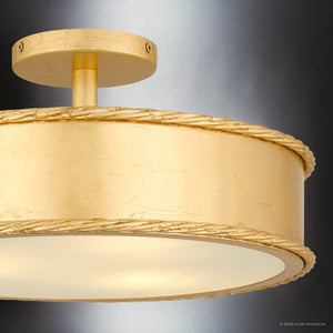 Urban Ambiance - Ceiling Light - UQL6910 Classic Indoor Ceiling Light, 8''H x 16''W x 16''Dep, Gold Leaf Finish, Rindleford Collection - 