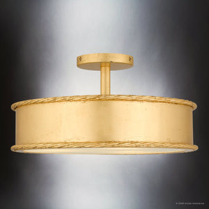 Urban Ambiance - Ceiling Light - UQL6910 Classic Indoor Ceiling Light, 8''H x 16''W x 16''Dep, Gold Leaf Finish, Rindleford Collection - 