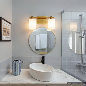 Urban Ambiance - Bath Light - UQL6920 Transitional Indoor Bath Light, 7.5''H x 15''W x 6''Dep, Weathered Brass Finish, Pennwick Collection - 
