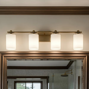 Urban Ambiance - Bath Light - UQL6922 Transitional Indoor Bath Light, 7.5''H x 32''W x 6''Dep, Weathered Brass Finish, Pennwick Collection - 