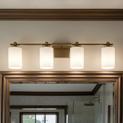 Urban Ambiance - Bath Light - UQL6922 Transitional Indoor Bath Light, 7.5''H x 32''W x 6''Dep, Weathered Brass Finish, Pennwick Collection - 