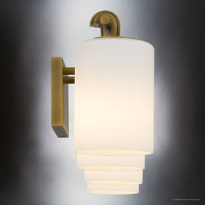 Urban Ambiance - Bath Light - UQL6922 Transitional Indoor Bath Light, 7.5''H x 32''W x 6''Dep, Weathered Brass Finish, Pennwick Collection - 