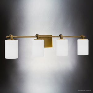 Urban Ambiance - Bath Light - UQL6922 Transitional Indoor Bath Light, 7.5''H x 32''W x 6''Dep, Weathered Brass Finish, Pennwick Collection - 