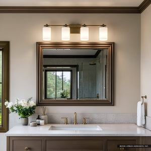 Urban Ambiance - Bath Light - UQL6922 Transitional Indoor Bath Light, 7.5''H x 32''W x 6''Dep, Weathered Brass Finish, Pennwick Collection - 