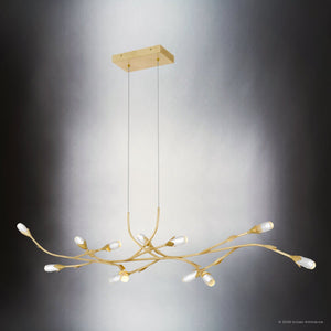 Urban Ambiance - Chandelier - UQL6940 Glam Indoor Chandelier, 10.5''H x 50''W x 6.75''Dep, Gold Leaf Finish, Netherby Collection - 