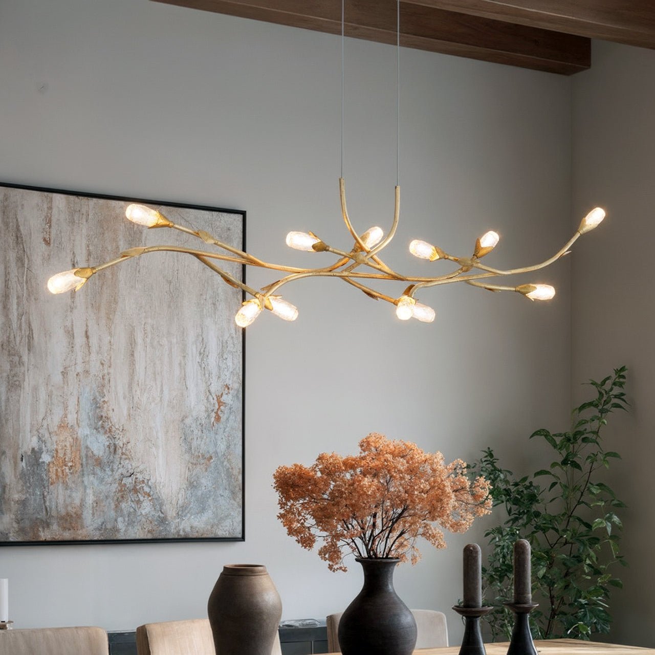 UQL6940 Glam Indoor Chandelier, 10.5''H x 50''W x 6.75''Dep, Gold